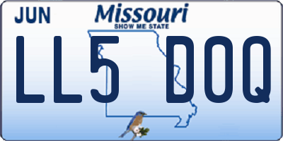 MO license plate LL5D0Q