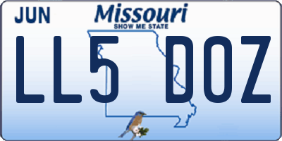 MO license plate LL5D0Z