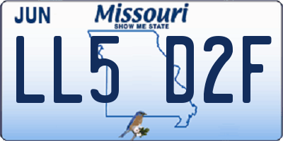 MO license plate LL5D2F