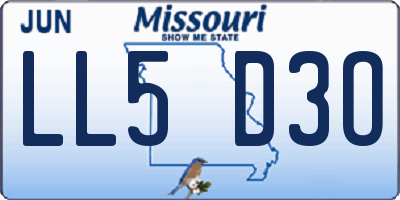 MO license plate LL5D3O