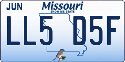 MO license plate LL5D5F