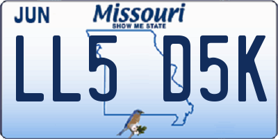 MO license plate LL5D5K
