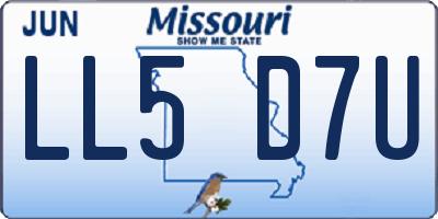 MO license plate LL5D7U
