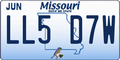MO license plate LL5D7W