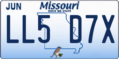 MO license plate LL5D7X