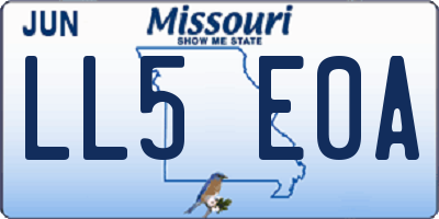 MO license plate LL5E0A