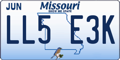 MO license plate LL5E3K