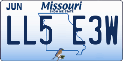 MO license plate LL5E3W