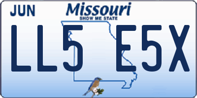 MO license plate LL5E5X