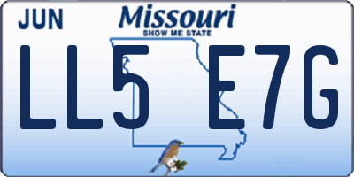 MO license plate LL5E7G