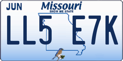 MO license plate LL5E7K