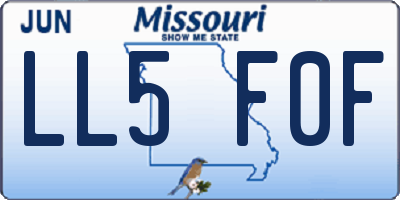 MO license plate LL5F0F