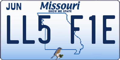MO license plate LL5F1E