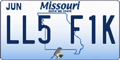 MO license plate LL5F1K