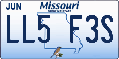 MO license plate LL5F3S