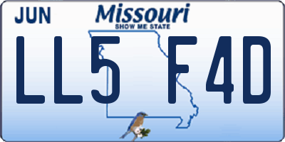 MO license plate LL5F4D