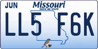 MO license plate LL5F6K