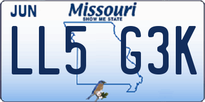MO license plate LL5G3K