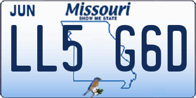 MO license plate LL5G6D