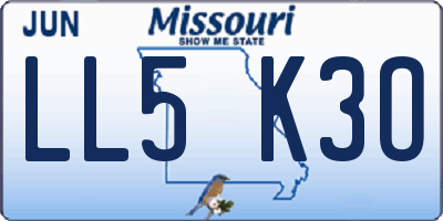 MO license plate LL5K3O