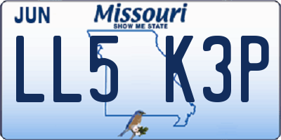 MO license plate LL5K3P