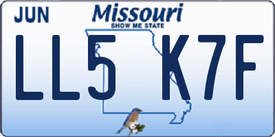 MO license plate LL5K7F