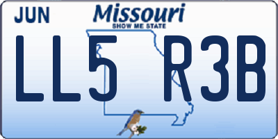 MO license plate LL5R3B