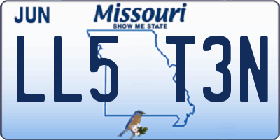 MO license plate LL5T3N