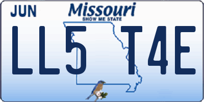 MO license plate LL5T4E