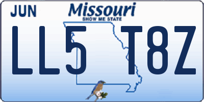 MO license plate LL5T8Z