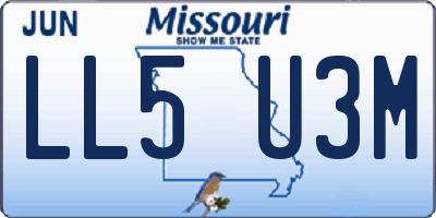 MO license plate LL5U3M