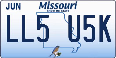 MO license plate LL5U5K