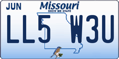 MO license plate LL5W3U