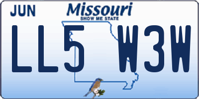 MO license plate LL5W3W