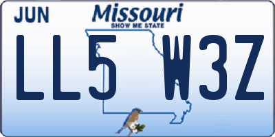 MO license plate LL5W3Z