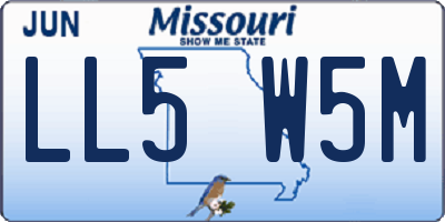 MO license plate LL5W5M