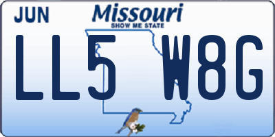 MO license plate LL5W8G