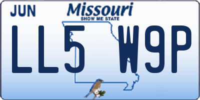 MO license plate LL5W9P