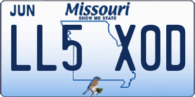 MO license plate LL5X0D