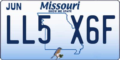 MO license plate LL5X6F