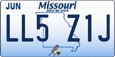 MO license plate LL5Z1J