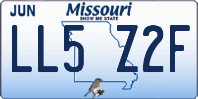 MO license plate LL5Z2F