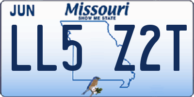 MO license plate LL5Z2T