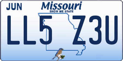 MO license plate LL5Z3U