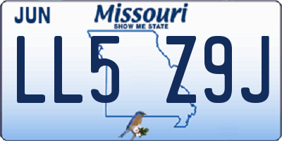 MO license plate LL5Z9J