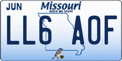 MO license plate LL6A0F