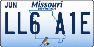 MO license plate LL6A1E