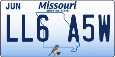 MO license plate LL6A5W