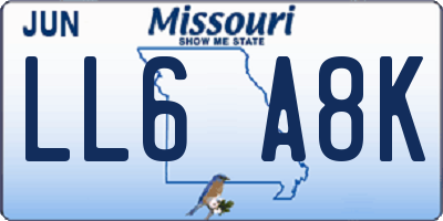 MO license plate LL6A8K
