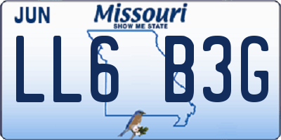 MO license plate LL6B3G